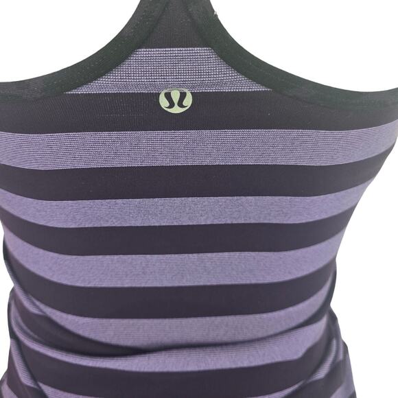 Lululemon Athletica Athletic Women's Purple Stripped Built In Bra Tank Top 4 - Picture 3 of 4